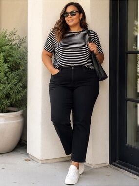 Riders by Lee Plus Size 26W Black Denim Jeans Straight Leg Stretch